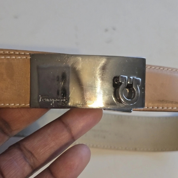 Salvatore Ferragamo Leather Belt Women Beige Logo Luxury - Picture 7 of 11